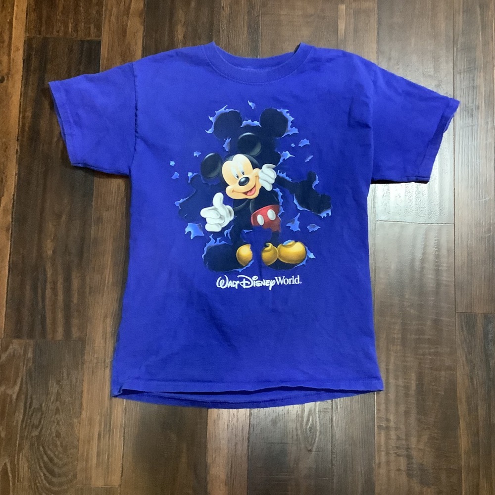 Disney Parks Mickey Mouse Burst Through Purple T-Shirt Kids Youth Large Hanes